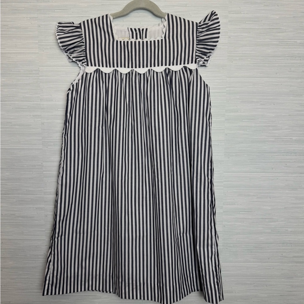 NWOT Beaufort Bonnet Company Ruffled Shift blue and White dress: Girls 12